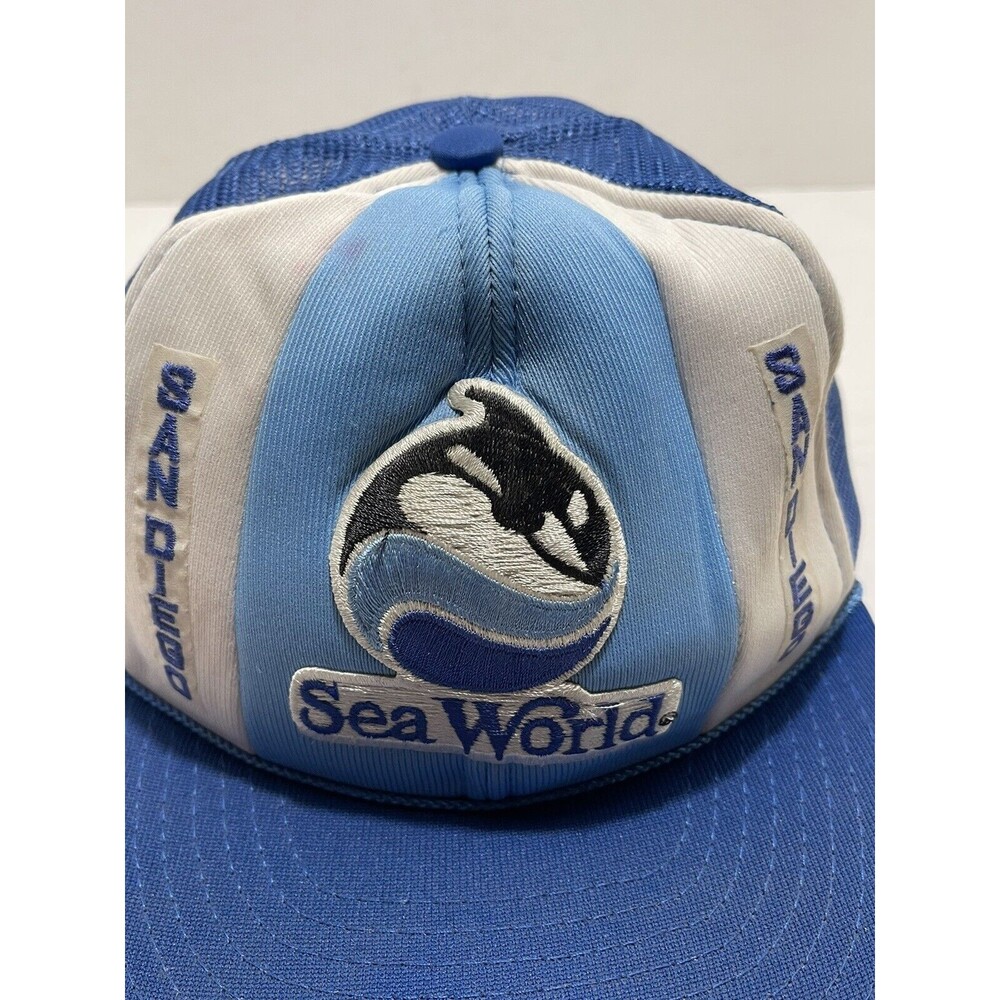 Sea World San Diego 1988 Snapback Mesh Trucker Cap Shamu Whale Big Logo Vintage - Picture 9 of 14